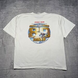 Around the World in 80 Days Shirt Mens XL White Vintage Y2K Movie Jackie Chan